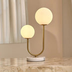 Giorgia marmeren tafellamp met gouden details en 2 lichtpunten, Ø27 x 45 cm