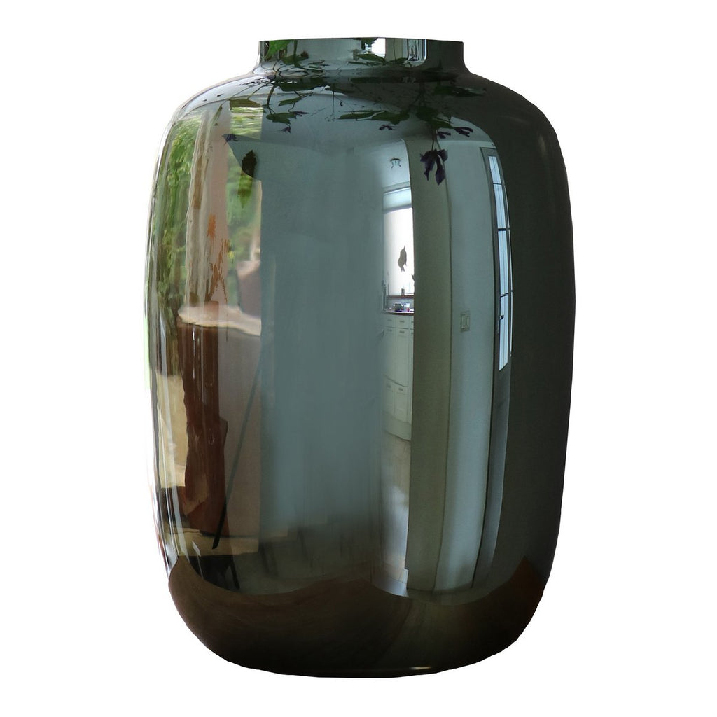 Artic gloss grey vaas, spiegelglas in zilver, chic statement, Vase The World