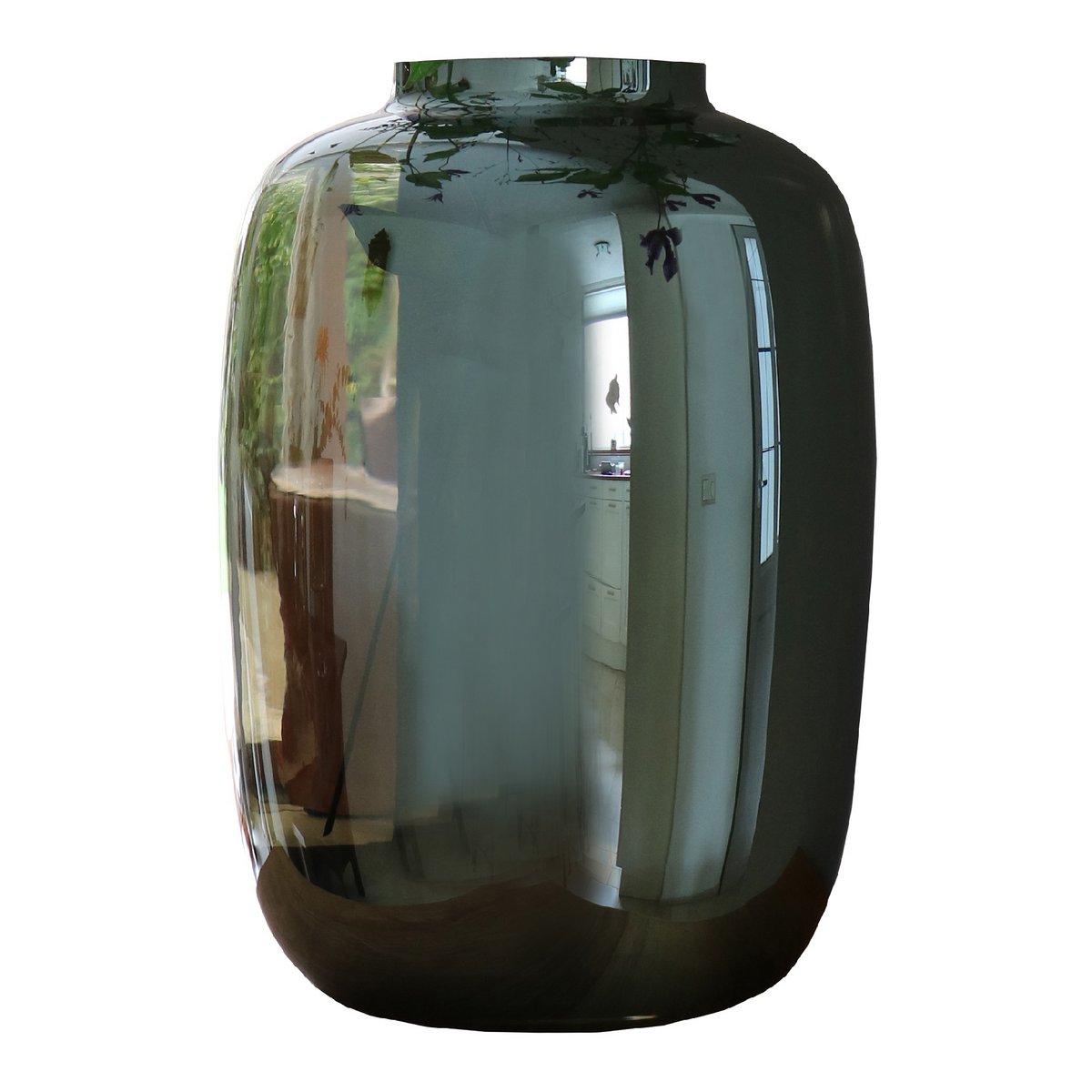 Artic gloss grey vaas, spiegelglas in zilver, chic statement, Vase The World