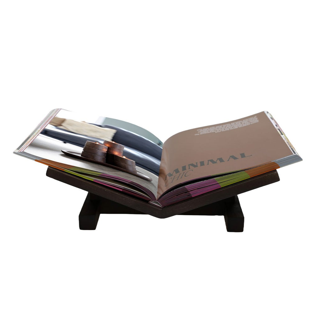 Vase The World boekenstandaard Wiggins walnut, houten book stand, 37 x 13 x 23 cm