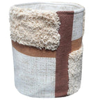 Urbane Hide TextureGrid opbergmand katoen, beige en bruin, Ø25 x 30 cm