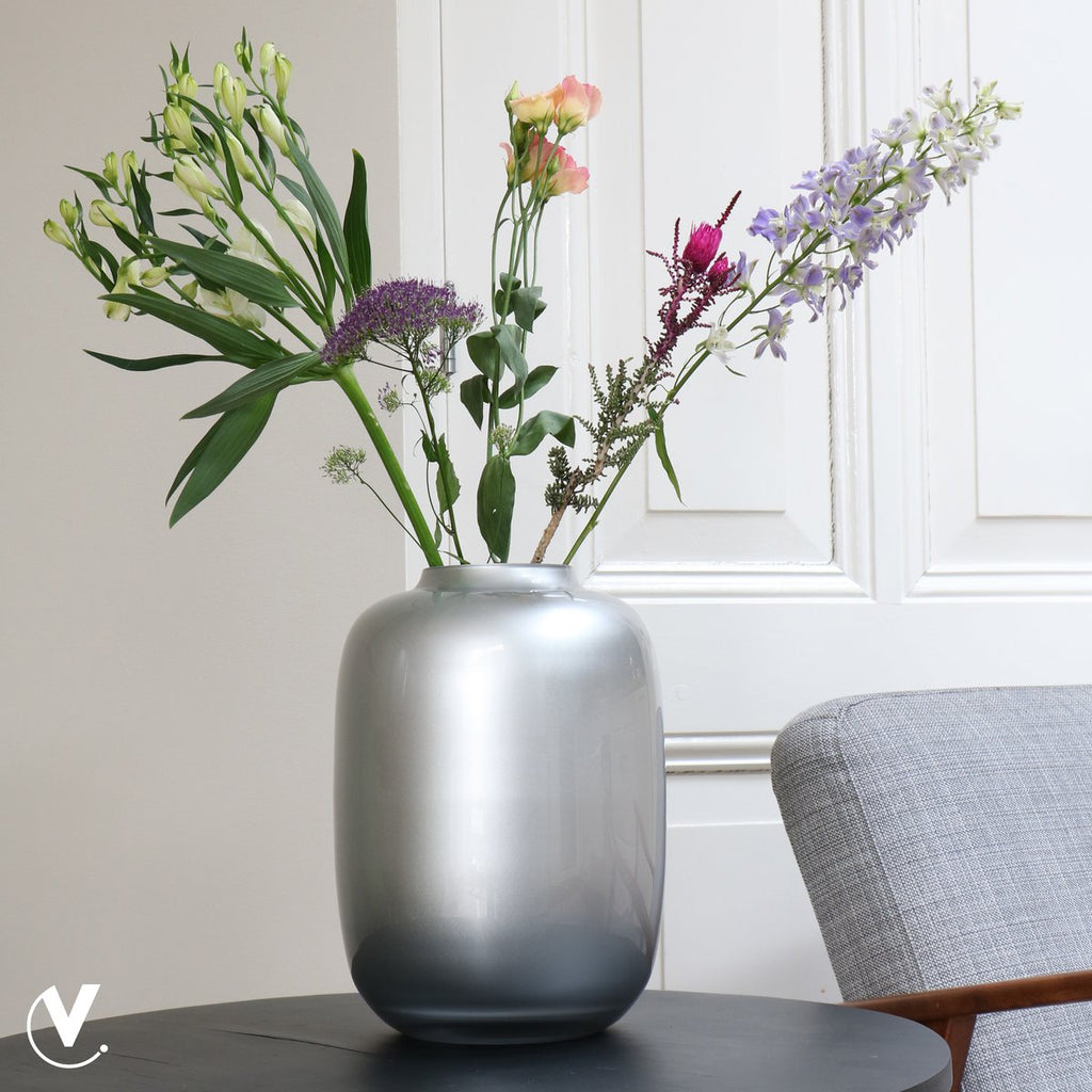 Artic vaas silver, zilverkleurig glas, Vase The World