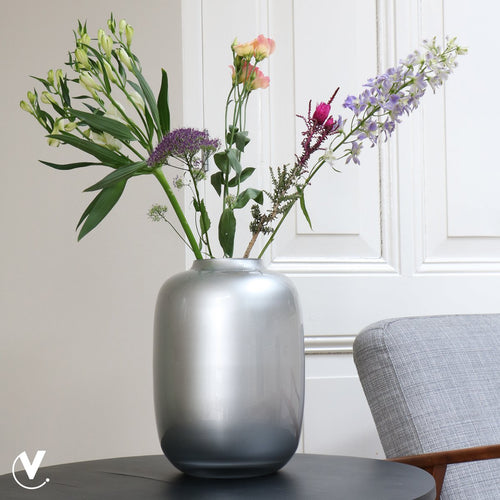 Artic vaas silver, zilverkleurig glas, Vase The World