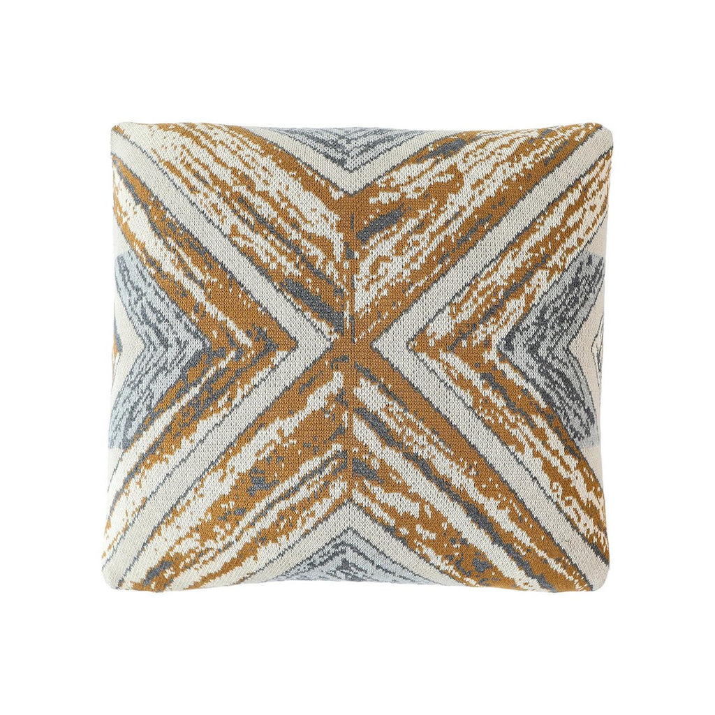 Melvra kussenhoes 45x45 cm, geometrisch patroon in bruin en grijs, Urbane Hide