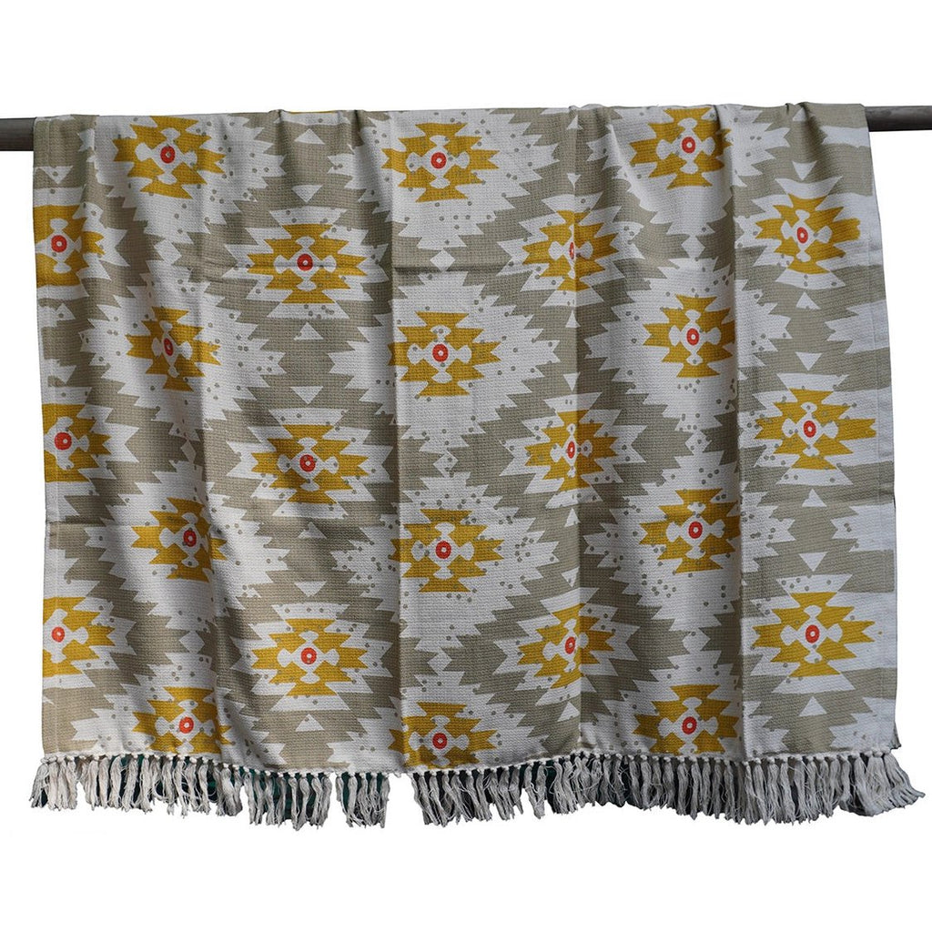 Ethvora plaid 130x170 cm, boho geometrisch patroon met franjes, Urbane Hide