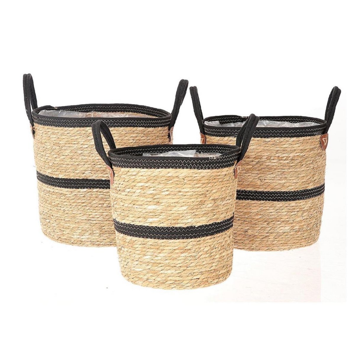 Plantenmand Nicheset, Set van 3, Naturel Zwart