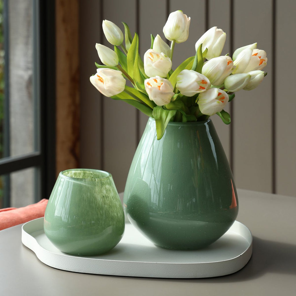 Tasman Elite vaas S, H20 cm Ø18 cm, groen glas met luchtbellen, Vase The World