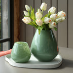 Tasman Elite vaas S, H20 cm Ø18 cm, groen glas met luchtbellen, Vase The World