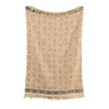 Floravia plaid 130x180 cm, blockprint bloemen en geometrisch patroon met franjes, Urbane Hide