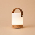 Avery lichtbruine oplaadbare houten tafellamp, snoerloos en dimbaar, Ø12 x 21 cm