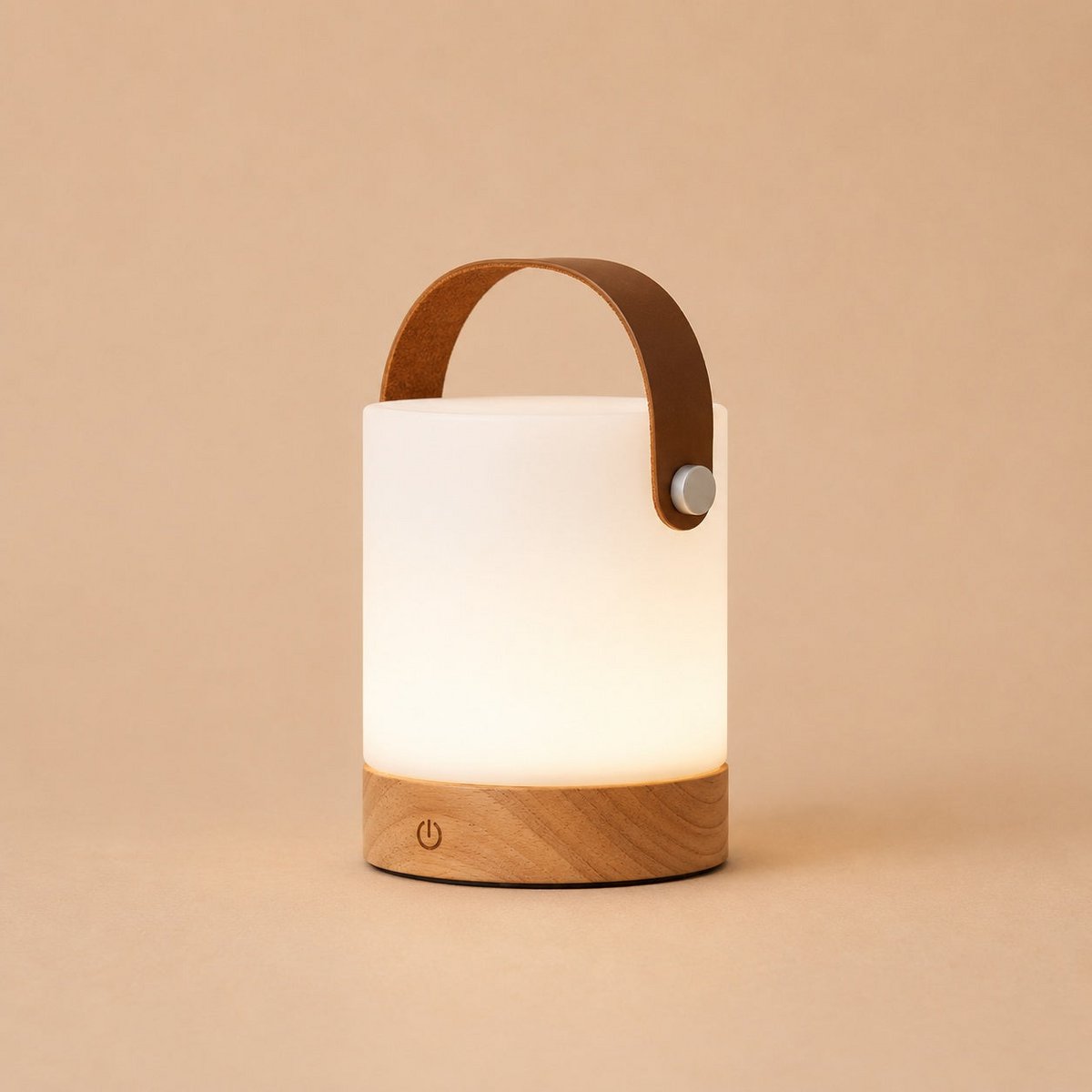 Avery lichtbruine oplaadbare houten tafellamp, snoerloos en dimbaar, Ø12 x 21 cm