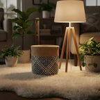 Urbane Hide GeoWeave opbergmand katoen en jute, zwart wit, Ø30 x 25 cm