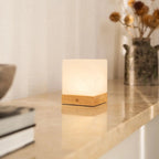 Yce Draadloze Houten Tafellamp Lichtbruin, Dimbaar, USB C