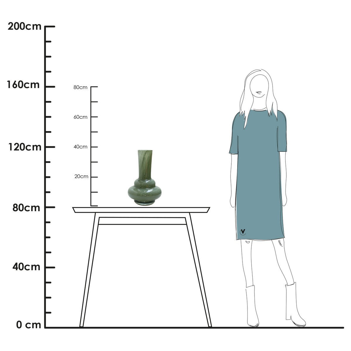 Bolombo Elite vaas, groen glas met luchtbellen, Vase The World