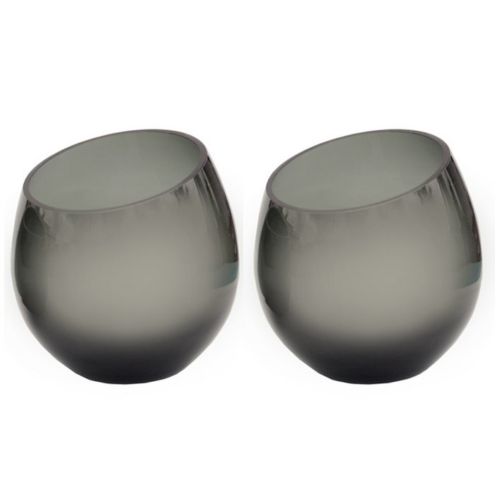 Vase The World waxinelichthouder Moho grey, glas, set van 2, Ø12,5 of Ø15,5 cm