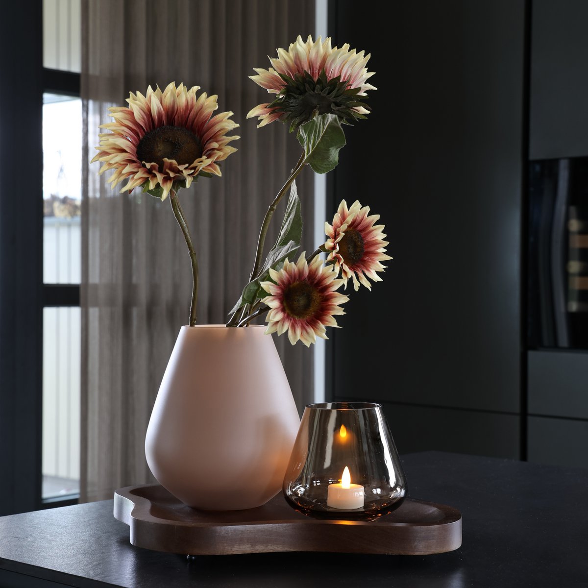 Vase The World houten woonaccessoire bruin, Ø35 x 35 cm Dienblad - Breckenridge walnut