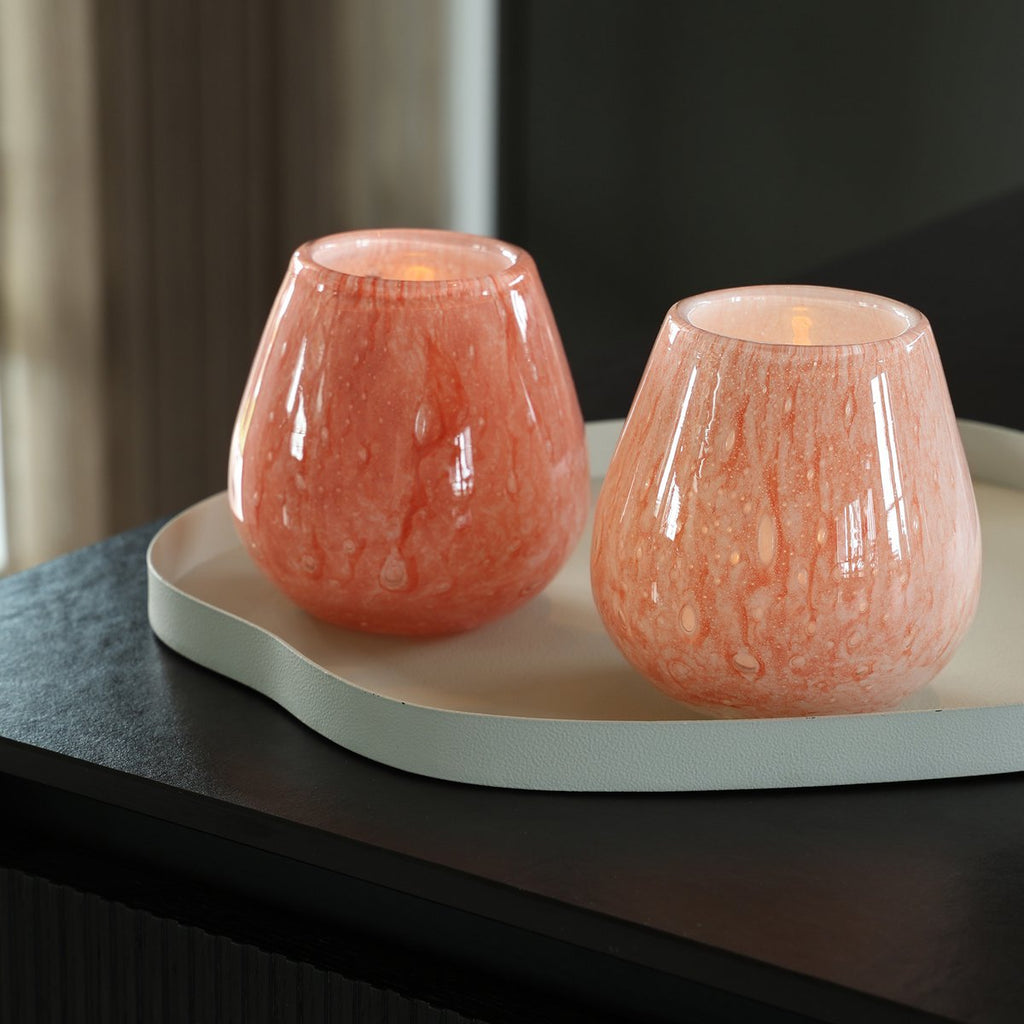 Vase The World waxinelichthouder Tasman Elite XS pink, glas, set van 2, Ø12,5 x 11,5 cm