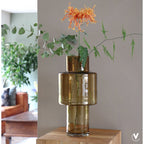 Juba vaas cognac, H40 cm Ø20 cm, mondgeblazen glas, Vase The World