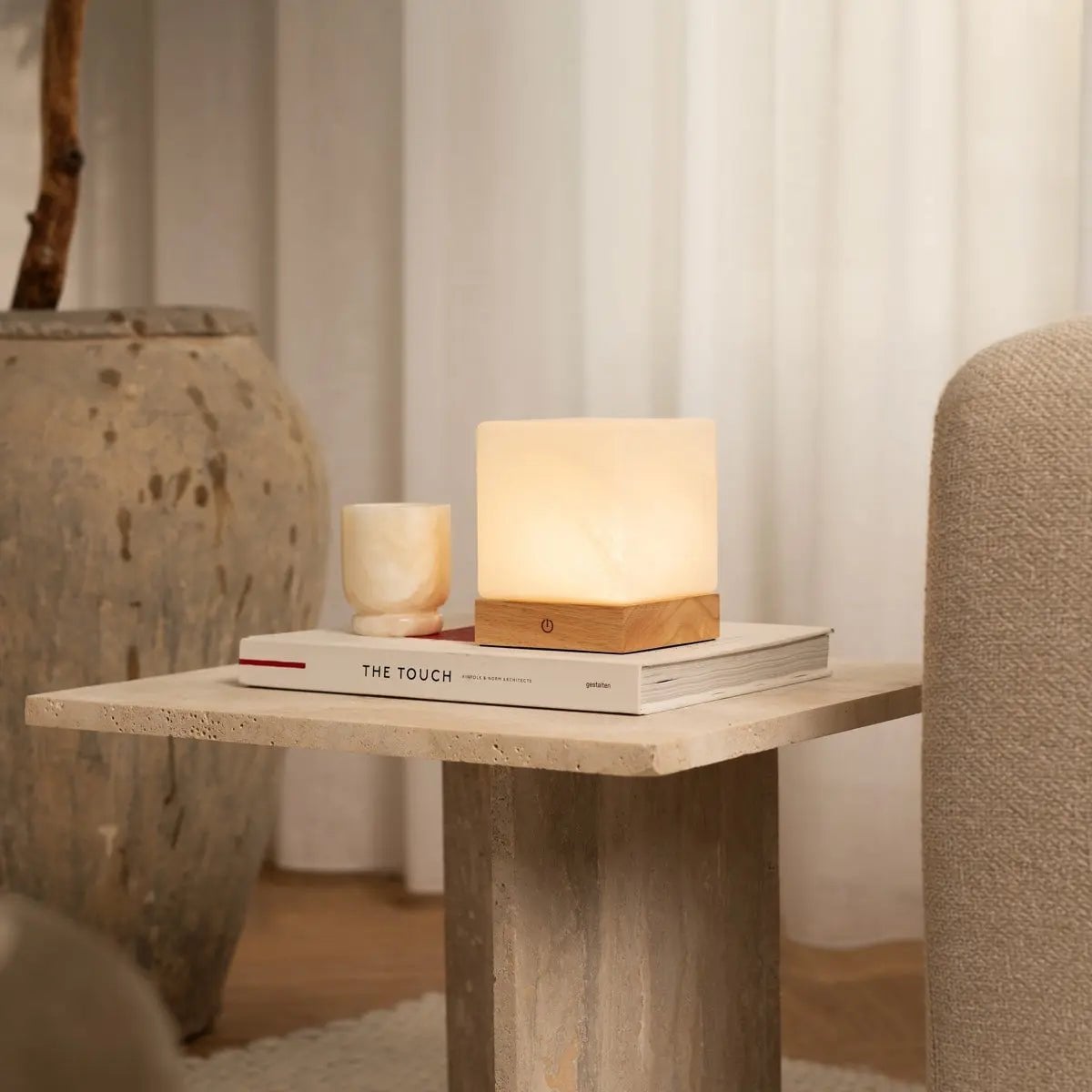 Yce Draadloze Houten Tafellamp Lichtbruin, Dimbaar, USB C