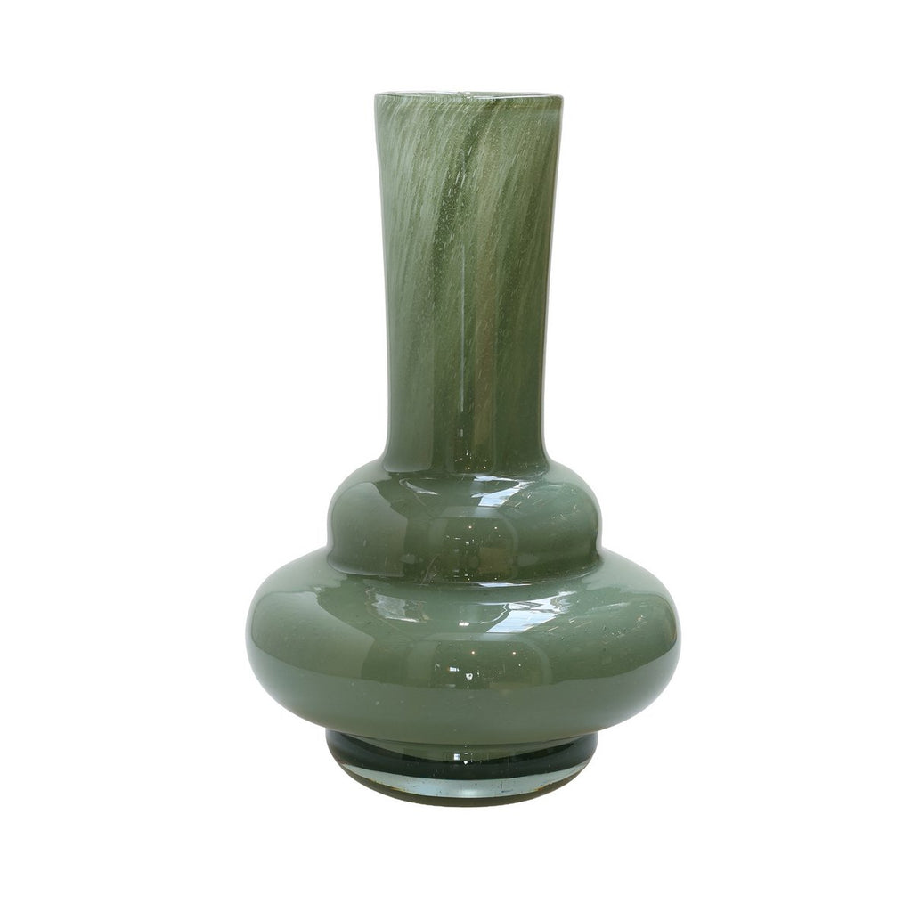 Bolombo Elite vaas, groen glas met luchtbellen, Vase The World