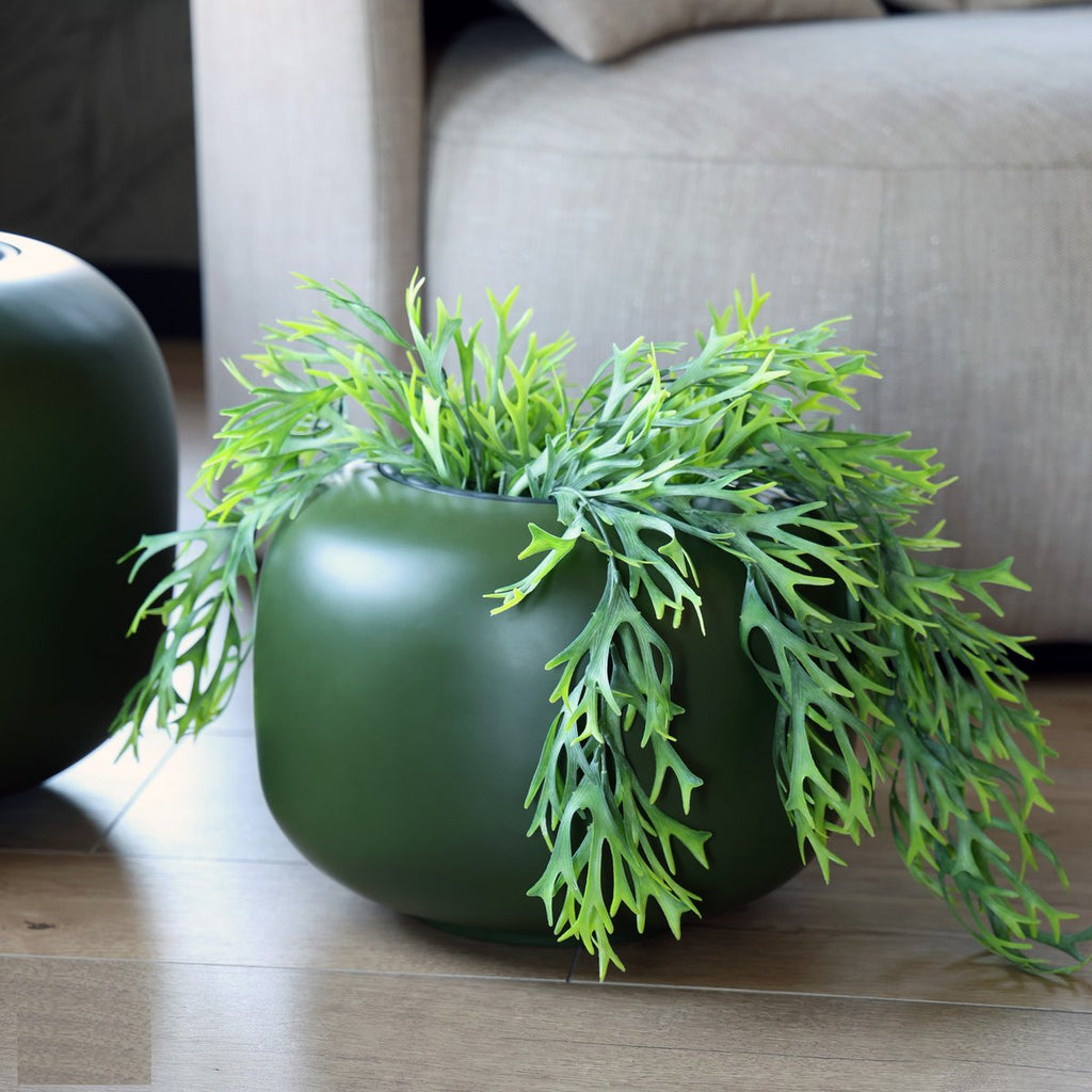 Plantenpot Phuket Green, Met Uitneembare Binnenpot, Ø34,5 x H26 cm /of/ Ø45,5 x H34,5 cm, Vase The World
