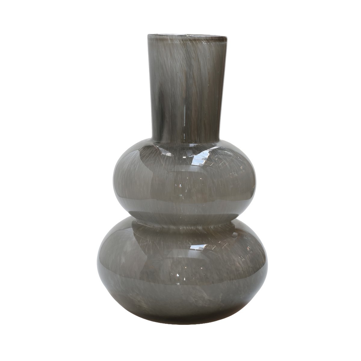 Lindi Elite vaas Ø22 cm, grijs glas met luchtbellen, Vase The World
