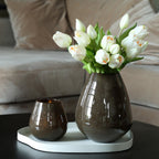 Vase The World waxinelichthouder Tasman Elite XS dark brown, glas, set van 2, Ø12,5 x 11,5 cm