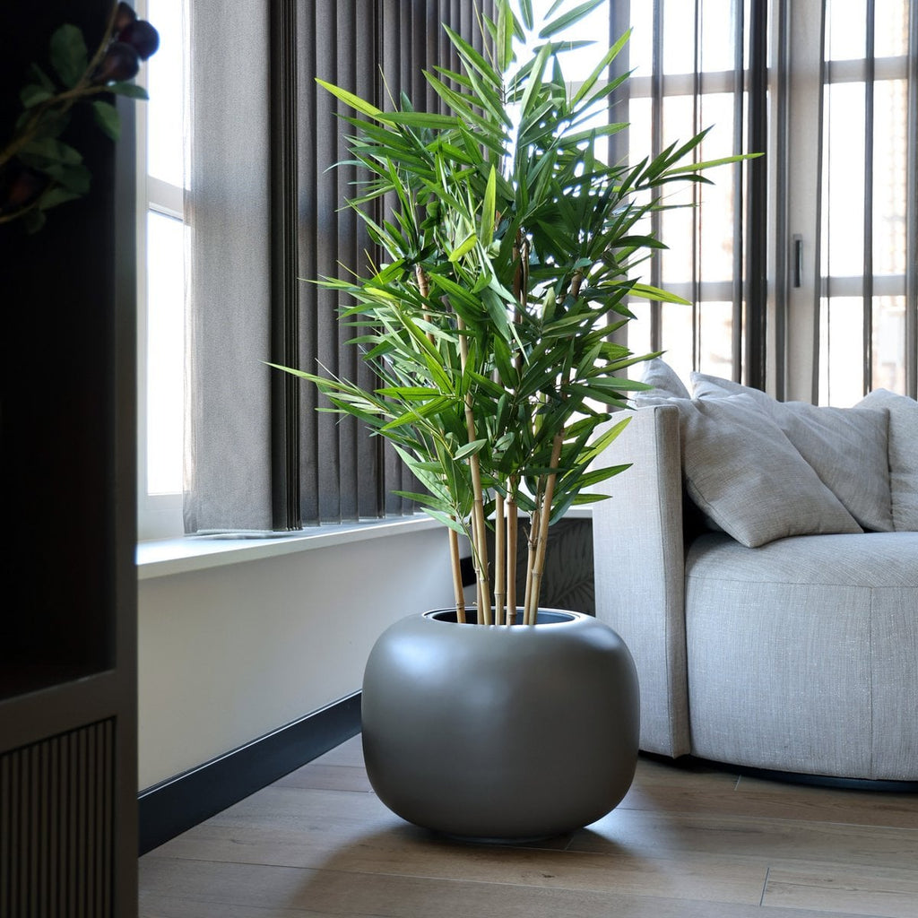 Plantenpot Phuket Taupe, Met Uitneembare Binnenpot, Ø34,5 x H26 cm /of/ Ø45,5 x H34,5 cm, Vase The World