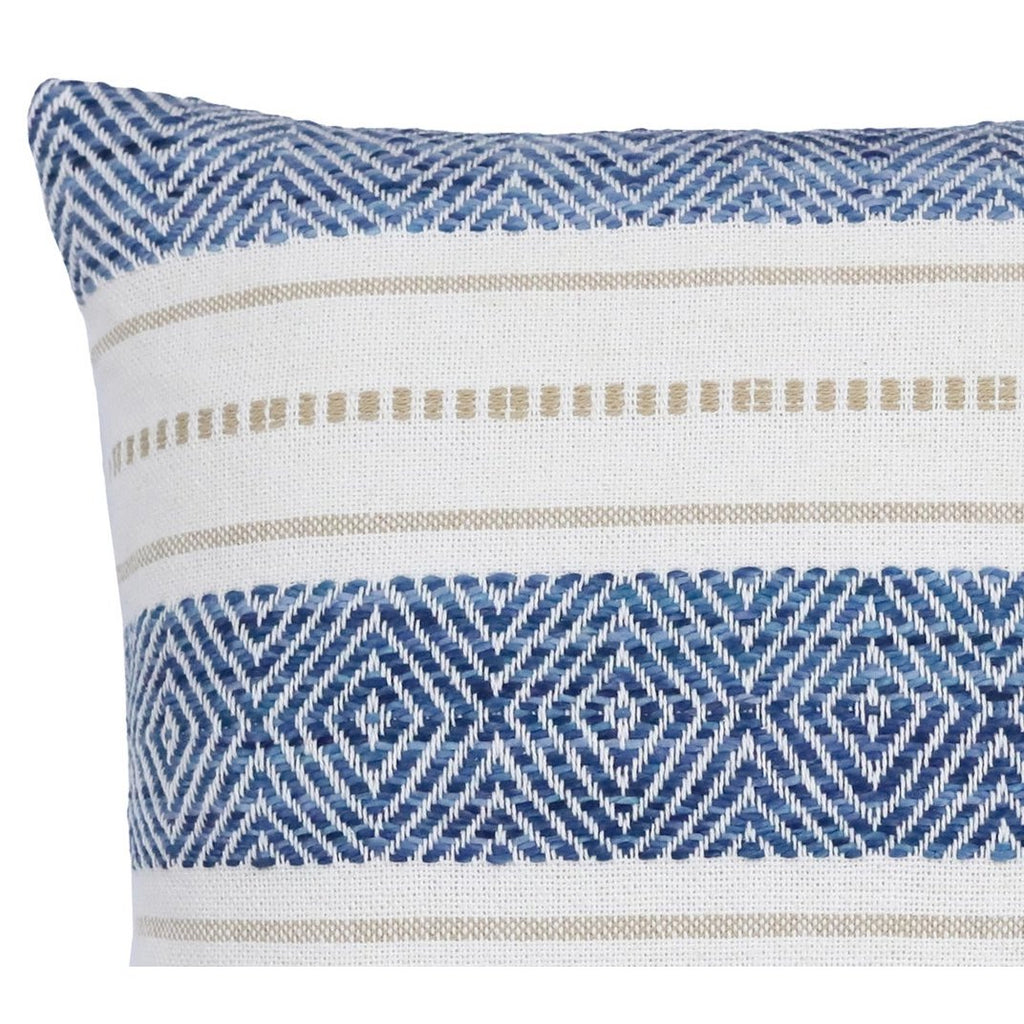 Bohara kussenhoes, blauw wit boho patroon, 45x45 cm of 50x50 cm, Urbane Hide