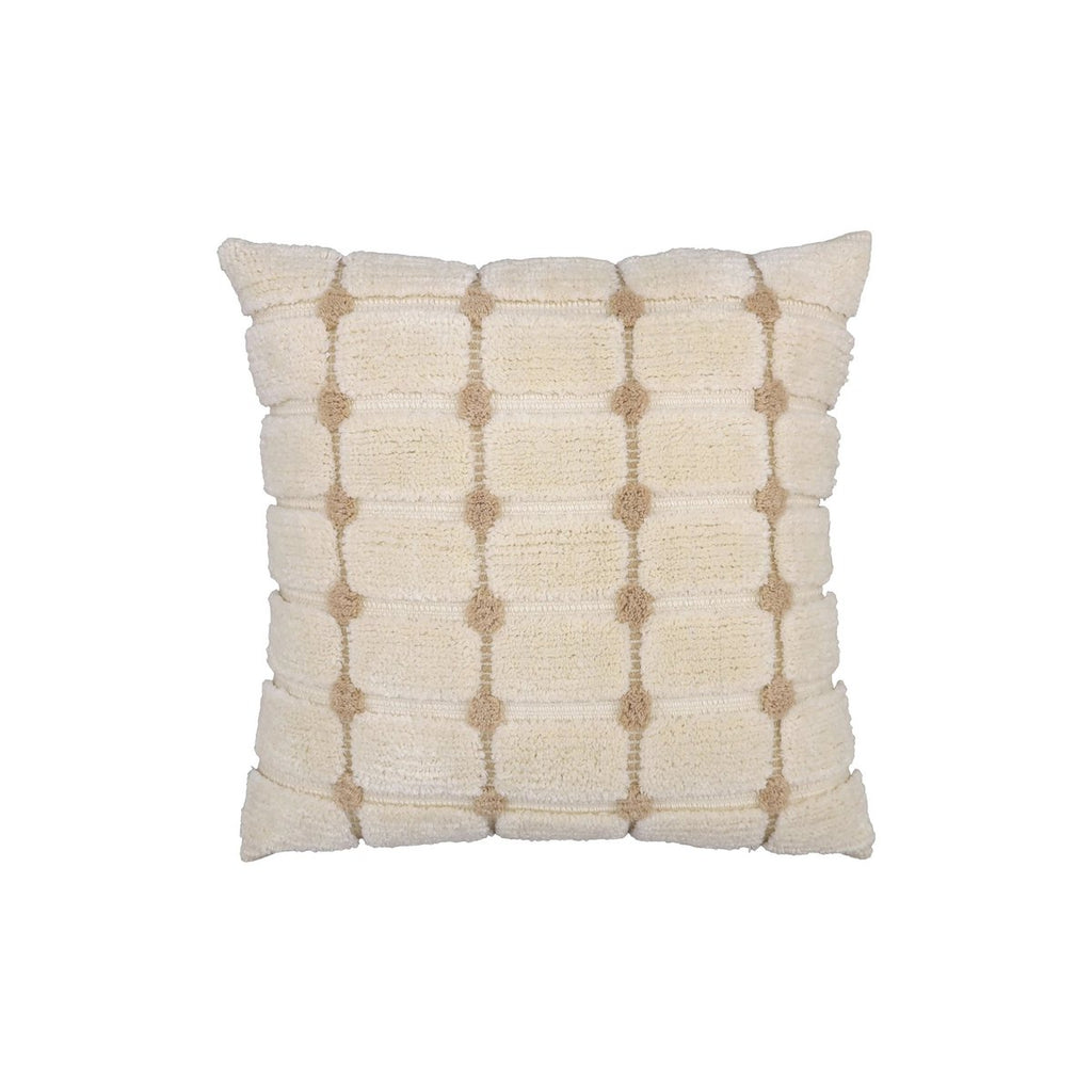 Tufera kussenhoes, getuft ruitpatroon in crème en beige, Urbane Hide