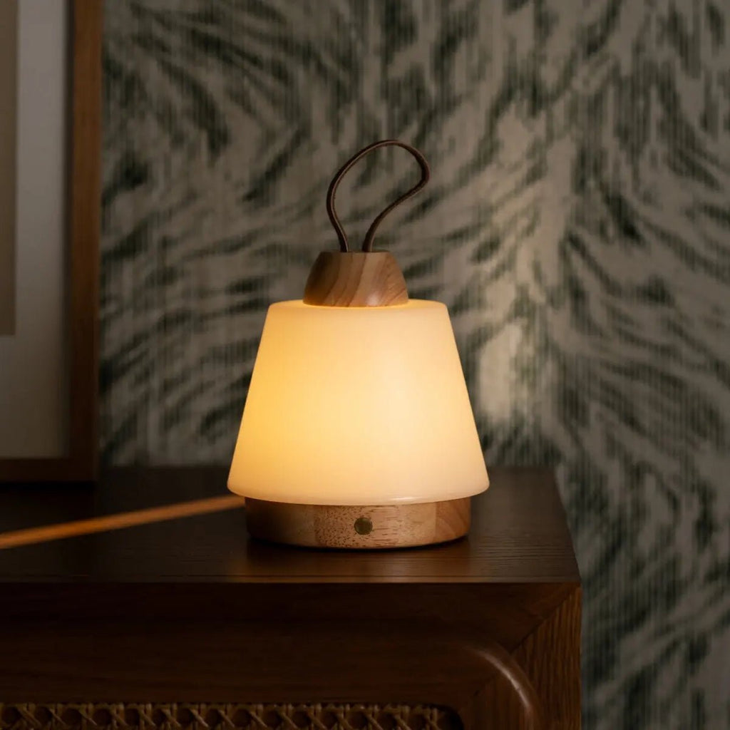 Liv lichtbruine oplaadbare lamp, snoerloos en dimbaar, Ø15 x 16 cm