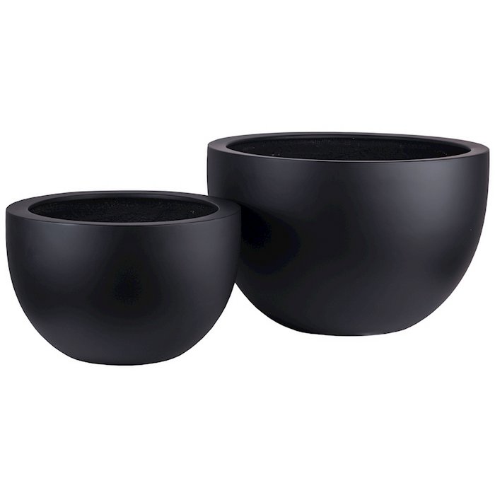 Plantenpot Louisiana Black, Fiberstone, Vase The World - 2 maten: Ø45 x H28 cm /of/ Ø60 x H38 cm