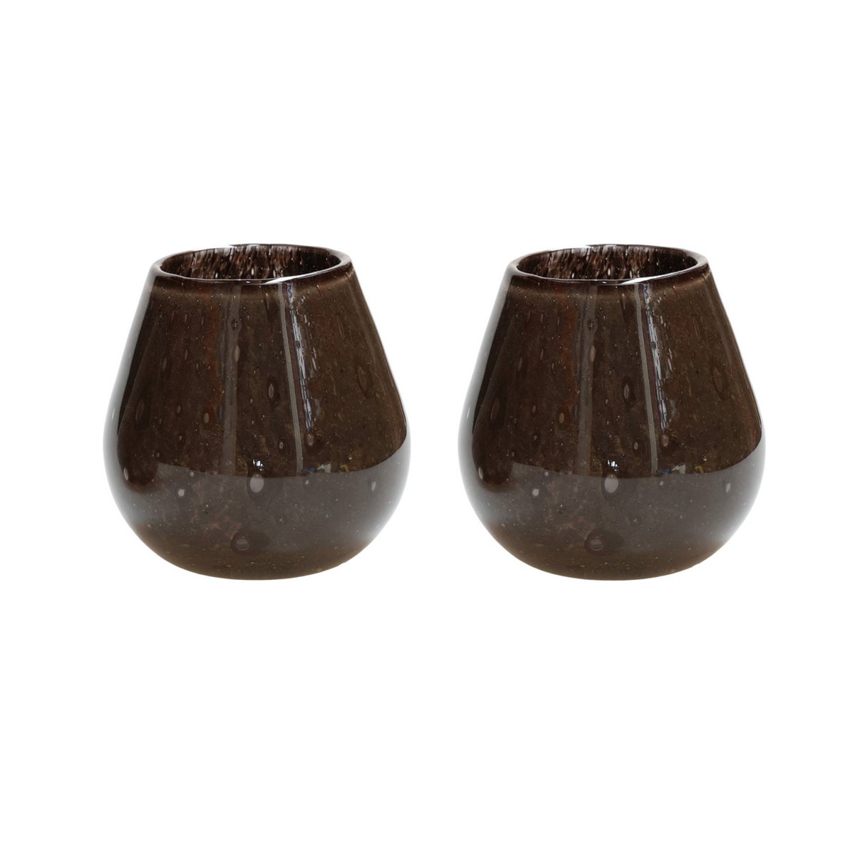 Vase The World waxinelichthouder Tasman Elite XS dark brown, glas, set van 2, Ø12,5 x 11,5 cm